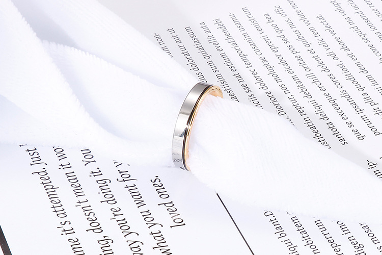 Foreign Trade Titanium Steel 18k Real Gold Fashion English Eternal Love Zircon Couple Ring display picture 9