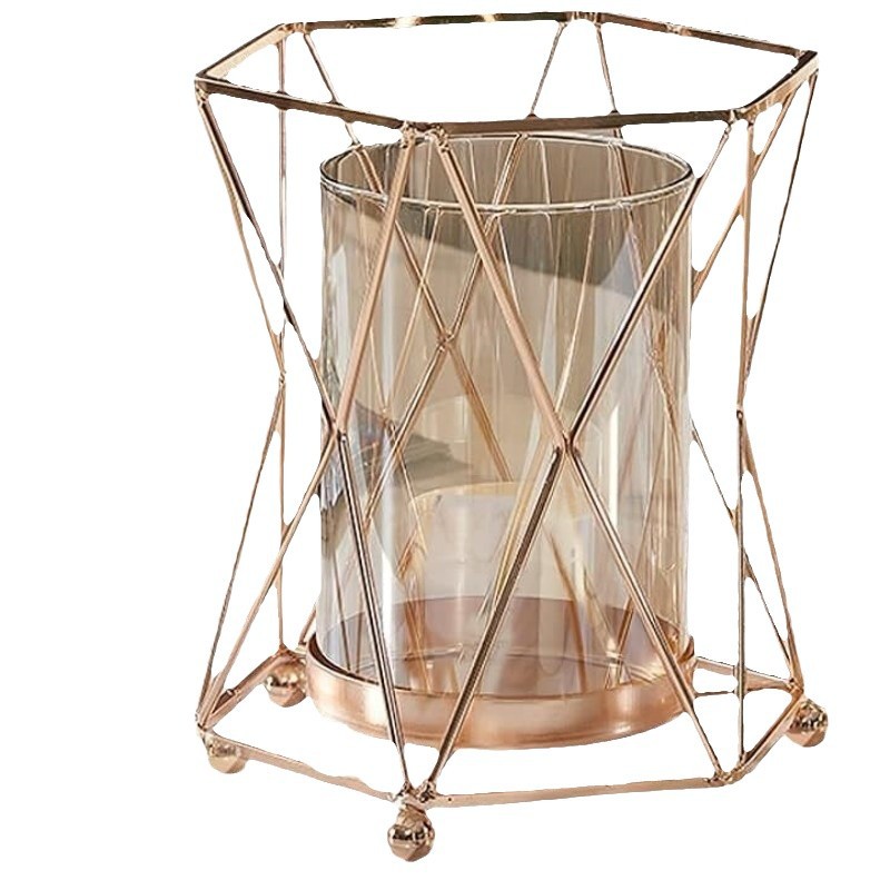 Transfronterizo de hierro de vidrio forjado ornamentos galvanizados ornamentos de mesa de comedor candelabros escenas de diseño accesorios ornamentos decorativos