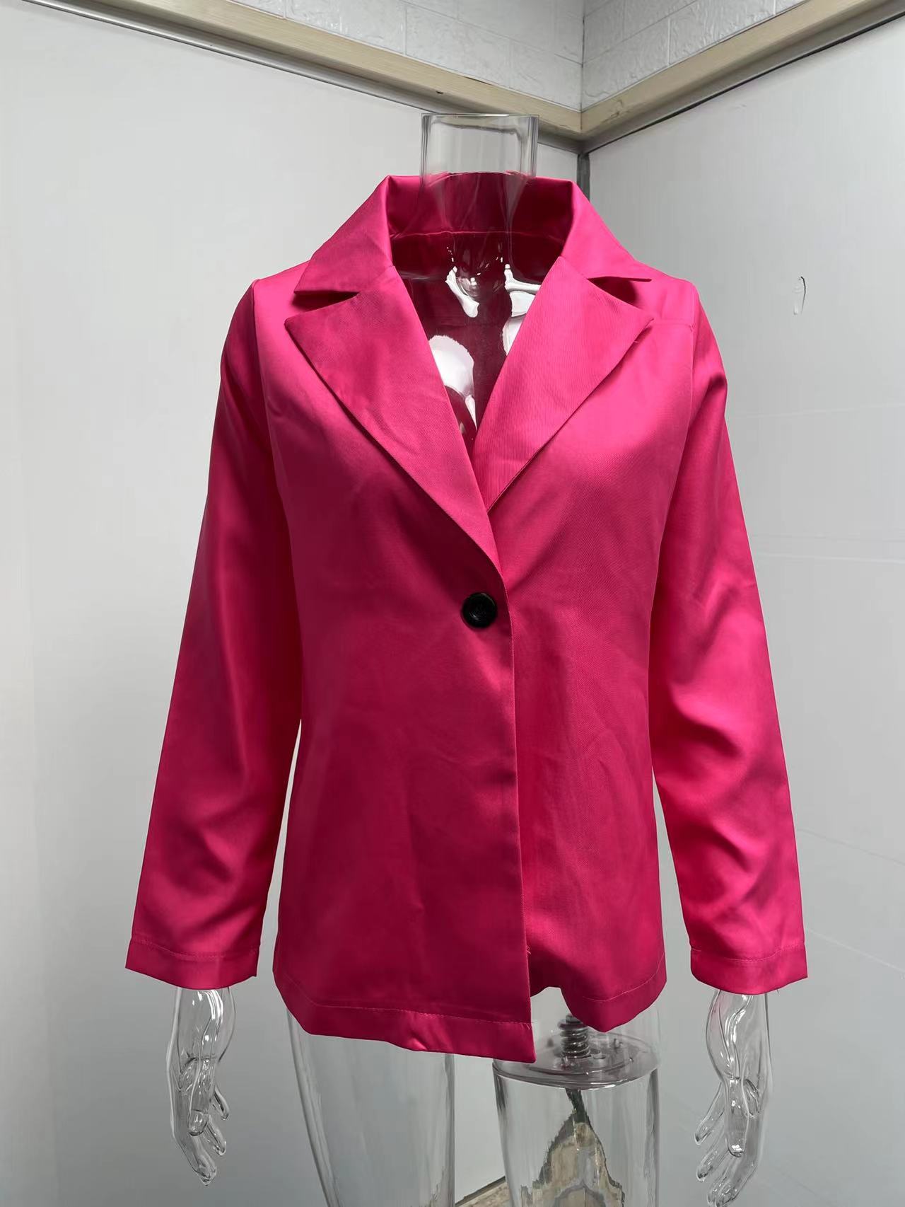 Women's Clothing Long sleeved Solid Color Button Suit Women's Jacket Cardigan_senzul.com