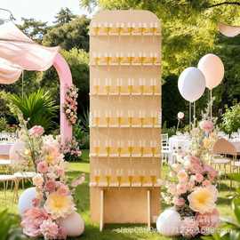 跨境木制多层香槟酒杯架实木户外婚礼酒杯置物架木质高脚杯展示架