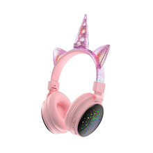 蓝牙头戴式猫耳朵耳机带麦无线发光可爱游戏动漫女主播耳麦二次元