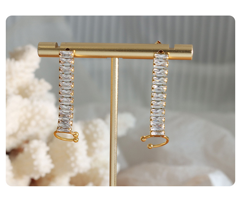 Daily Occasion Titanium Steel Material Fashion Solid Color Titanium Steel Plating Inlay Zircon Ear Studs 1 Pair