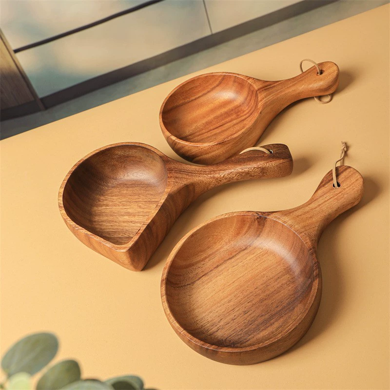Корейская ручка, ladle из натурального дерева, большая мерная ложка