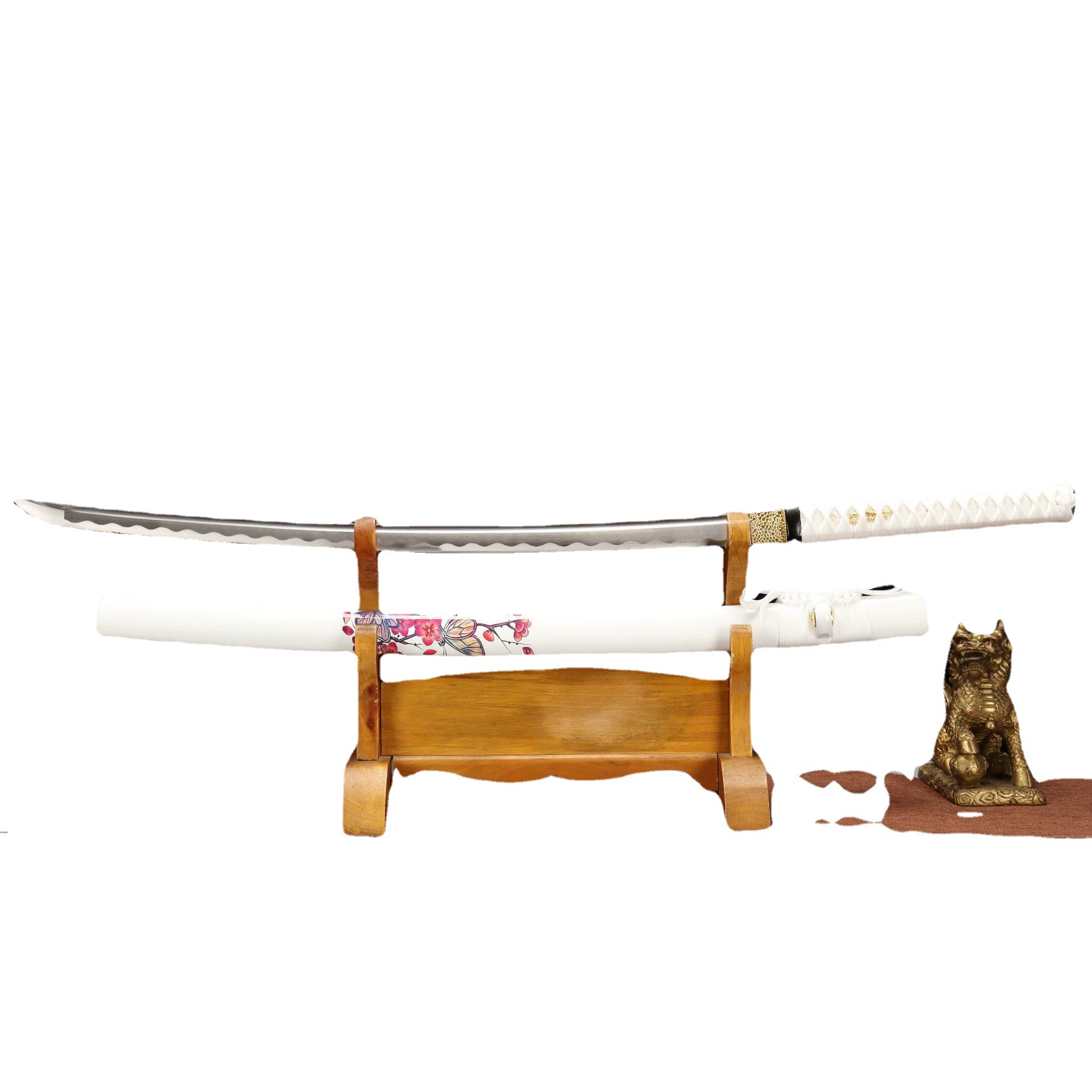 Серебро Луньцюй(Longquan) меч 1045 углеродистая сталь меч японского стиля Кatana ручной кузнечный упрочнённый единый набор клинков неизвестной заточки