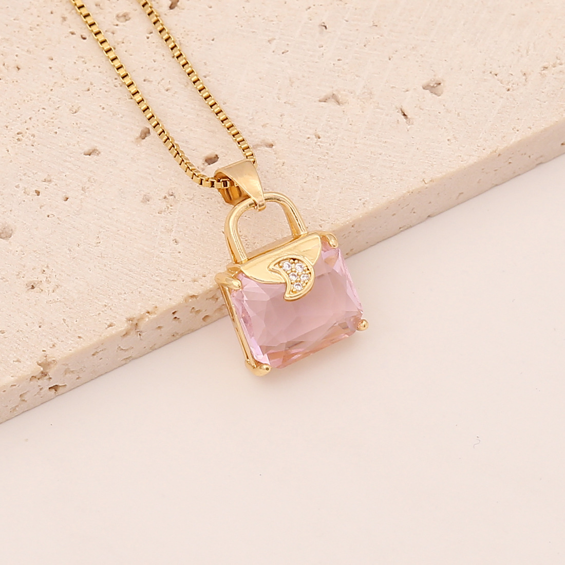 transparent Crystal Zircon Moon decor Necklace