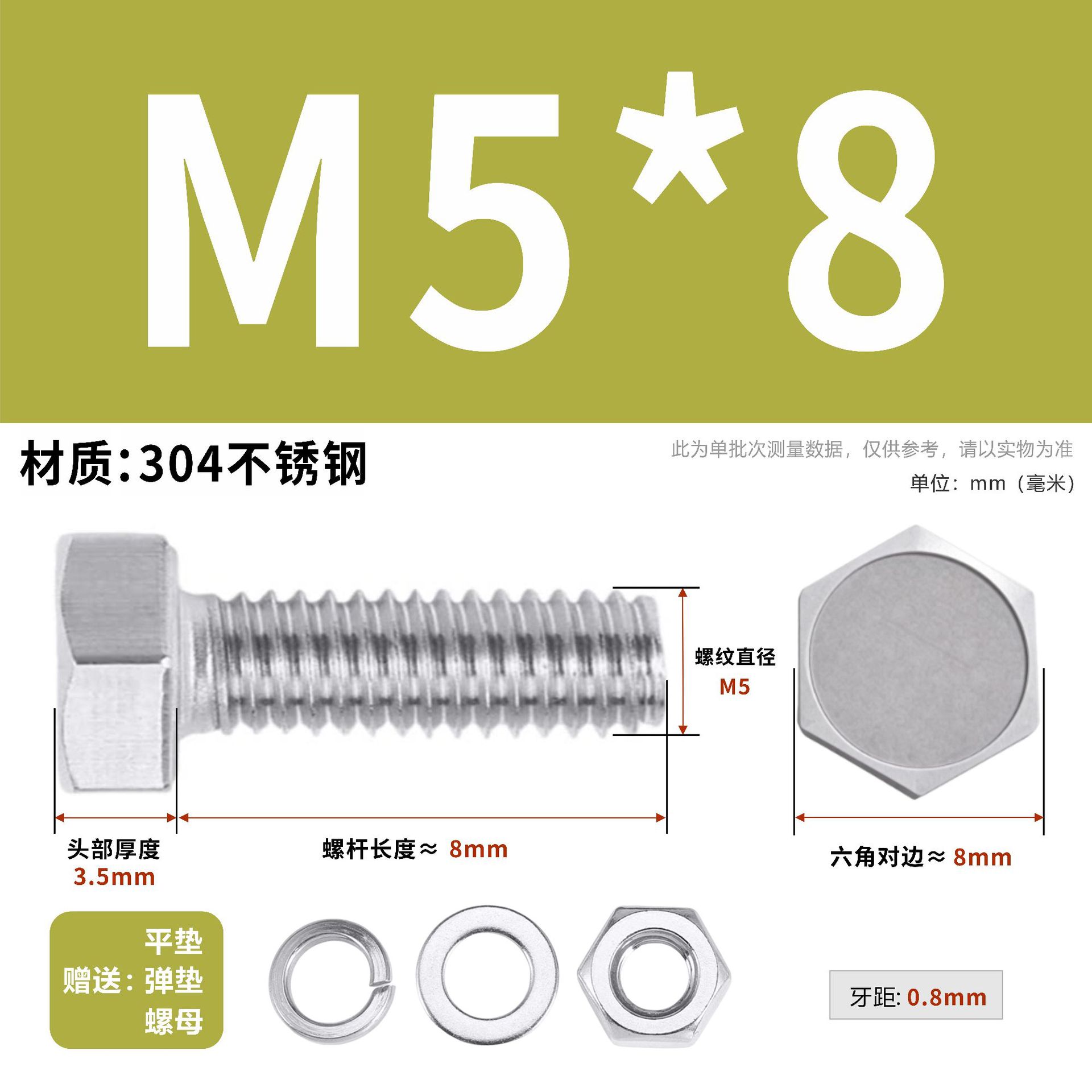 304 acero inoxidable tuerca perno hexagonal conjunto de accesorios de almohadilla de resorte M3M4M5M6M12 image 44