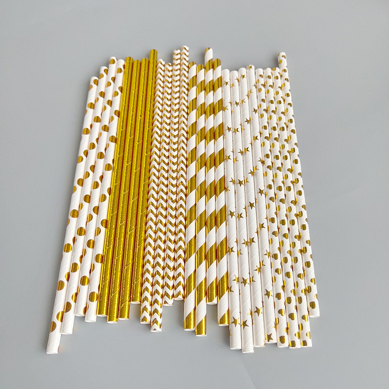 Un gran número de en stock paja de papel desechable al por mayor paja de papel degradable bronceado paja a rayas transfronteriza Amazon
