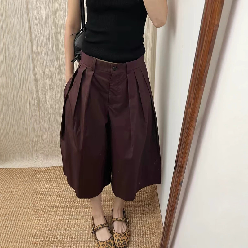 High-End Red-Brown A-Line Pleated Cropped Pants for Women, 2026 New Vintage Versatile Suit Pants High-End Red-Brown A-Line Pleated Cropped Pants for Women, 2026 New Vintage Versatile Suit Pants