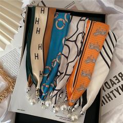 Magnetic buckle silk scarf for women, thin summer hairband to cover the neck, magnetic buckle neck ornament, small long neck protector, narrow necklace ribbon