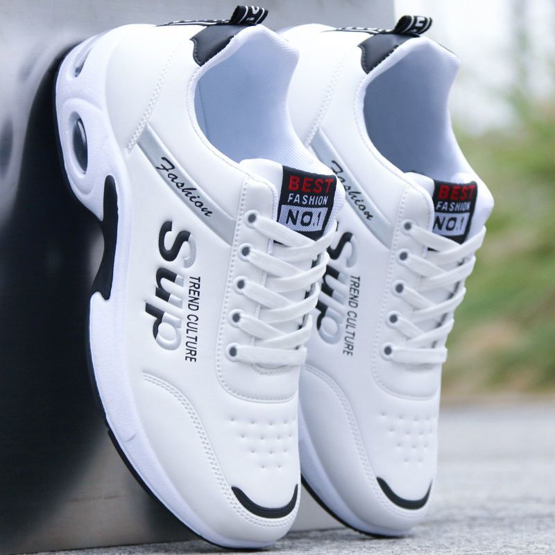 Brand broken size men's shoes spring new leather waterproof sneaker Korean trend all-match casual white running shoes