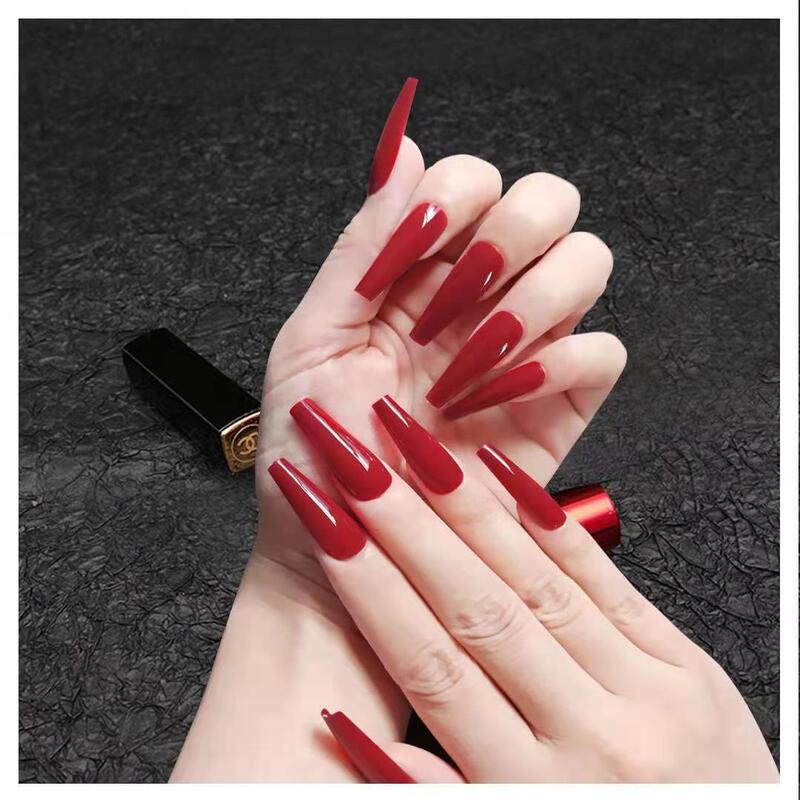 Long Coffin Armor Solid Color Ballet Nail Art Lightweight Wear Fake Nail Patch Finished Nail Factory Long Coffin Armor Solid Color Ballet Nail Art Lightweight Wear Fake Nail Patch Finished Nail Factory