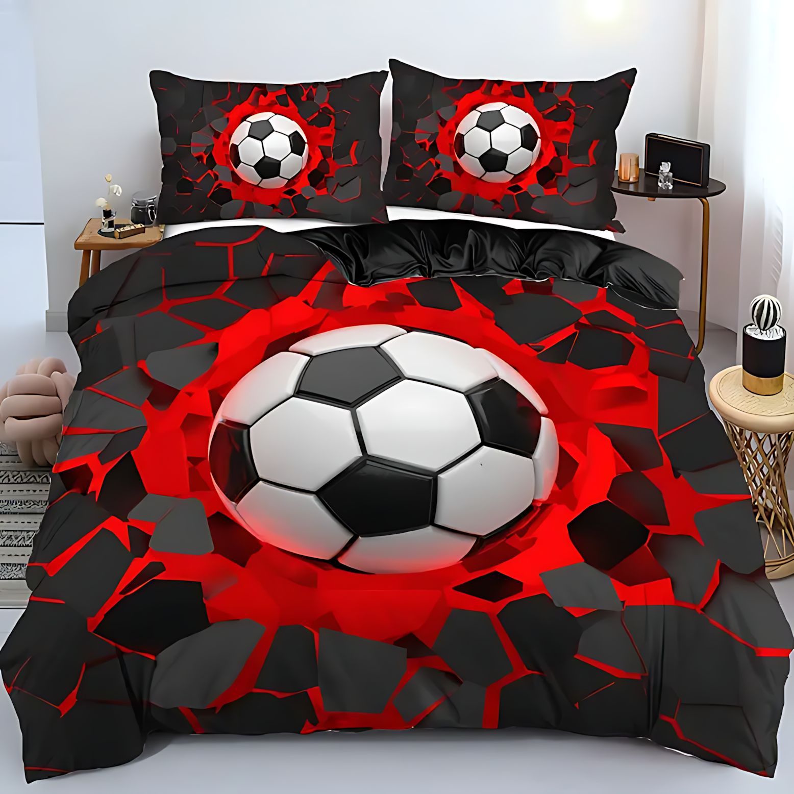 TEMU / JIT Fashion Sports League Football Pattern 3D Digital Printing Cover Kit suministro directo transfronterizo