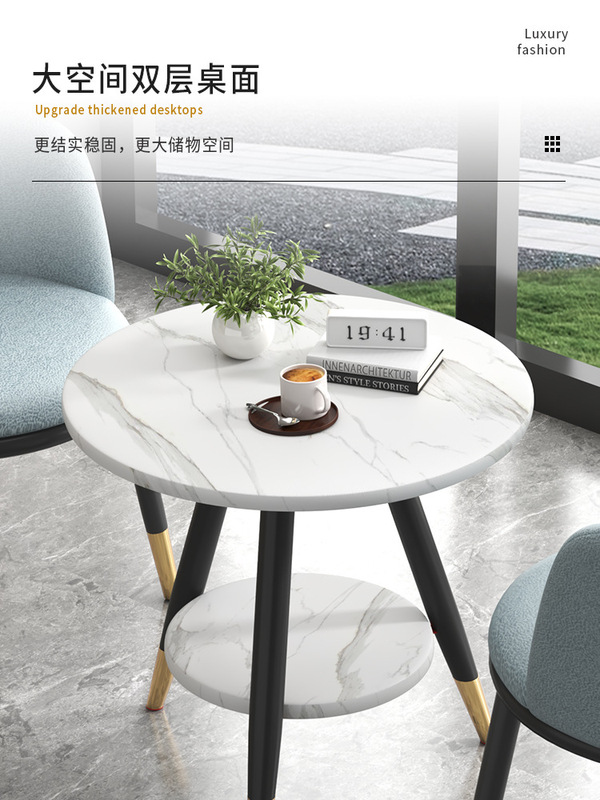 Negotiation Reception Stool Home Tea Table Milk Tea Shop Table and Chair Balcony Leisure Back Chair Table and Chair Combination Three-Piece Set