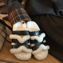 ܛ���ﶬ�¿�ƽ��һ���Ϻ�ɫëë��Ь�⴩ë������ЬŮ����H��Ь