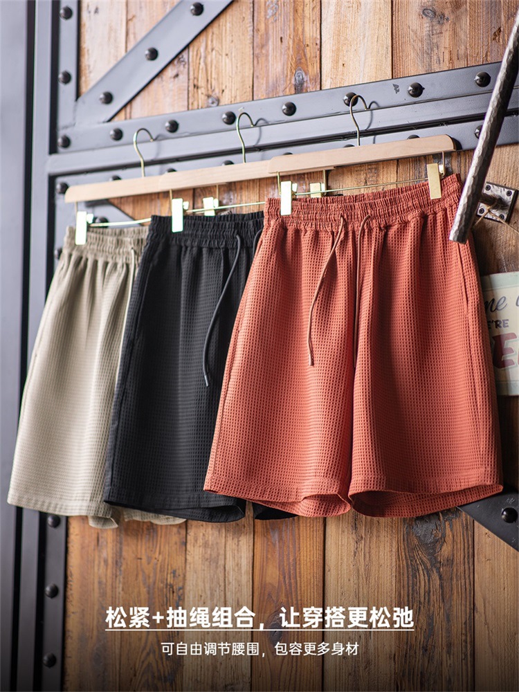 Madden Tooling American Style Retro Profile Waffe 반바지 여름을위한 느슨한 스트레이트 얇은 통기성 5 점 농구 바지