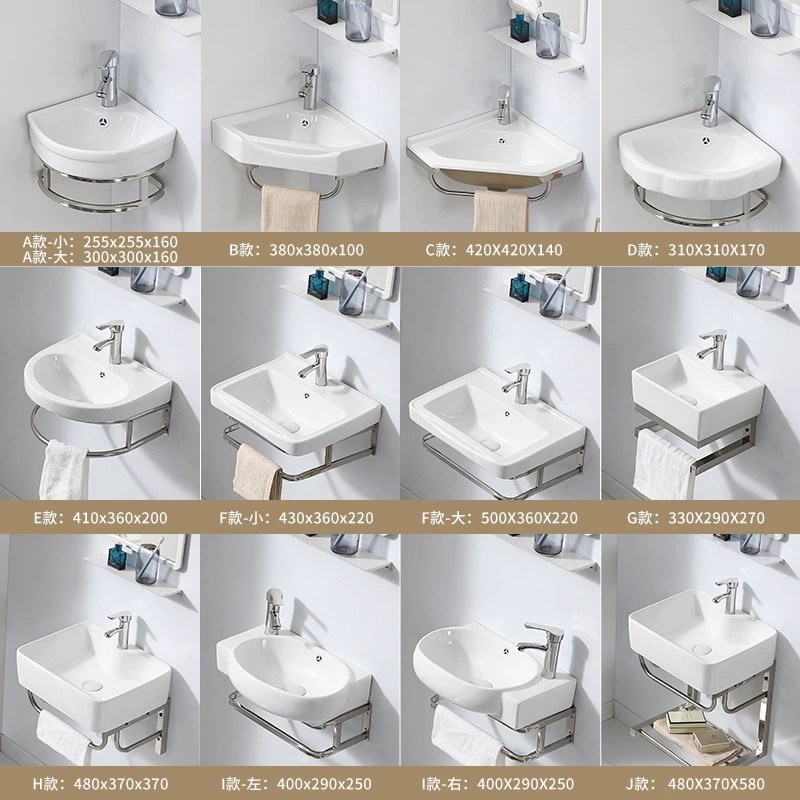 Una gran cantidad de lavabo tipo pared al por mayor gabinete de baño combinación mini lavabo triángulo balcón cerámica simple