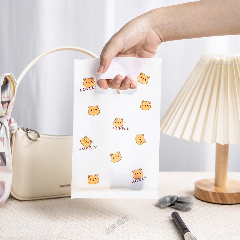 アクセサリー袋プラスチック手提げ屋台耳飾りプレゼントマスク小袋使い捨てネット赤かわいい透明包装袋