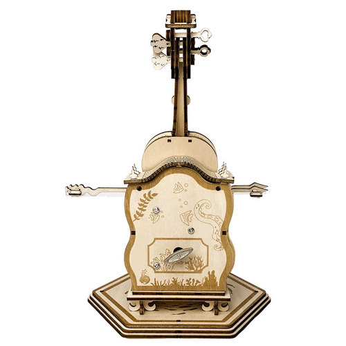 Creative assembled music box handmade diy educational toy punk cello music box wooden 3d three-dimensional ornament