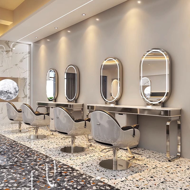 Espejo de barbería en línea, espejo de cabello único, espejo de salón de cabello especial, espejo de piso de doble cara, fábrica de moda