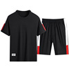 Short sleeved T-shirt motion suit Thin section Imitation cotton shorts summer leisure time Two piece set run 2102