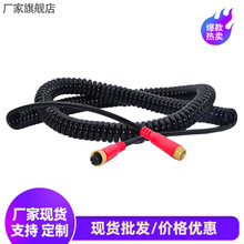 货车视频监控4芯M12航空头PU螺旋弹簧线TPU阻燃延长线