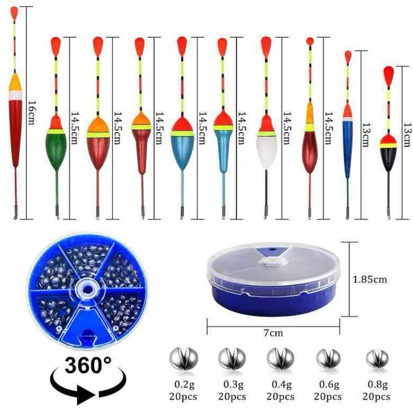 Set of Foam Fishing Floats, Hard Foam Floats, Fishing Supplies, Foam Crucian Carp Floats, Open-Ended Lead Set