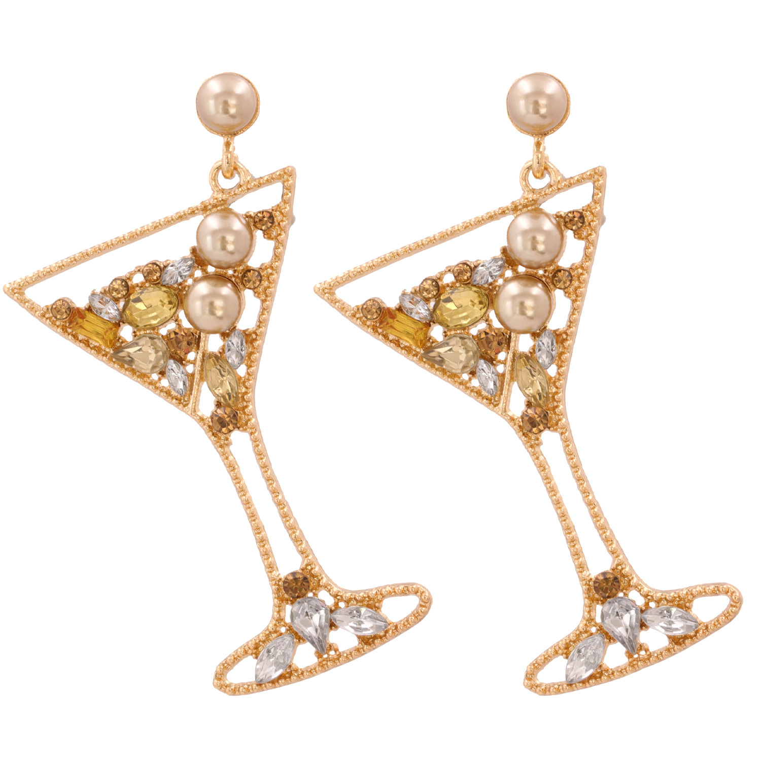 Retro Geometric Champagne Glasses Earrings display picture 5