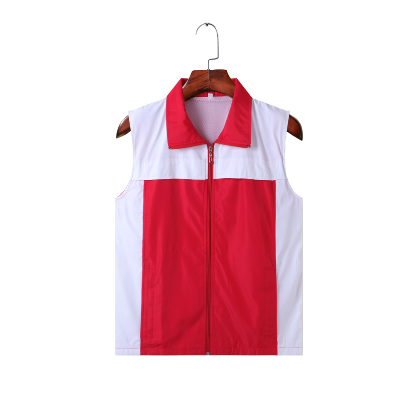 Chaleco con cremallera personalizado con malla compuesta y bloques de color, logotipo bordado, chaleco de uniforme para personal de logística y reparto, hecho a medida