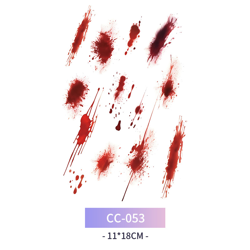 Transfronterizo en stock al por mayor de halloween colorido mariposa tatuaje pegatinas simulación sangrienta cicatriz pegatinas divertidas pegatinas impermeables