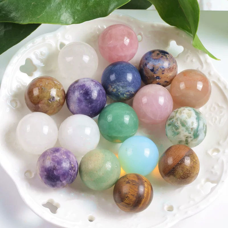 Natural water, natural ore, white crystal, round beads, decorations, 25mm