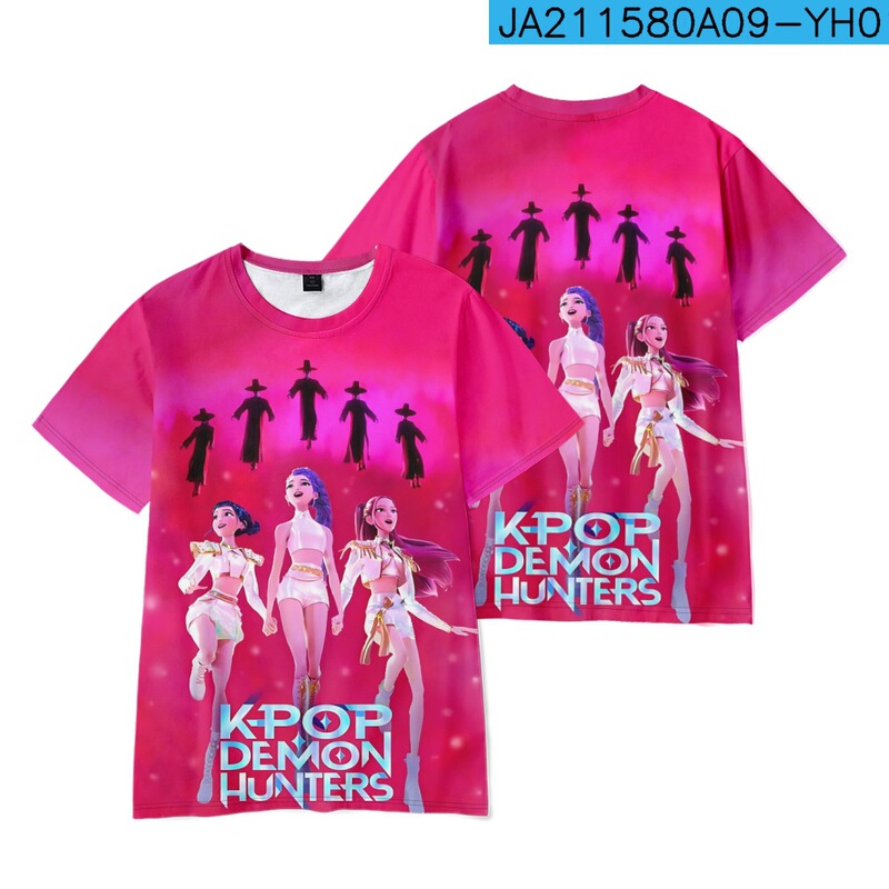 3D新品电影  K-POP 猎魔女团  印花短袖T恤印花成人童装夏季|undefined