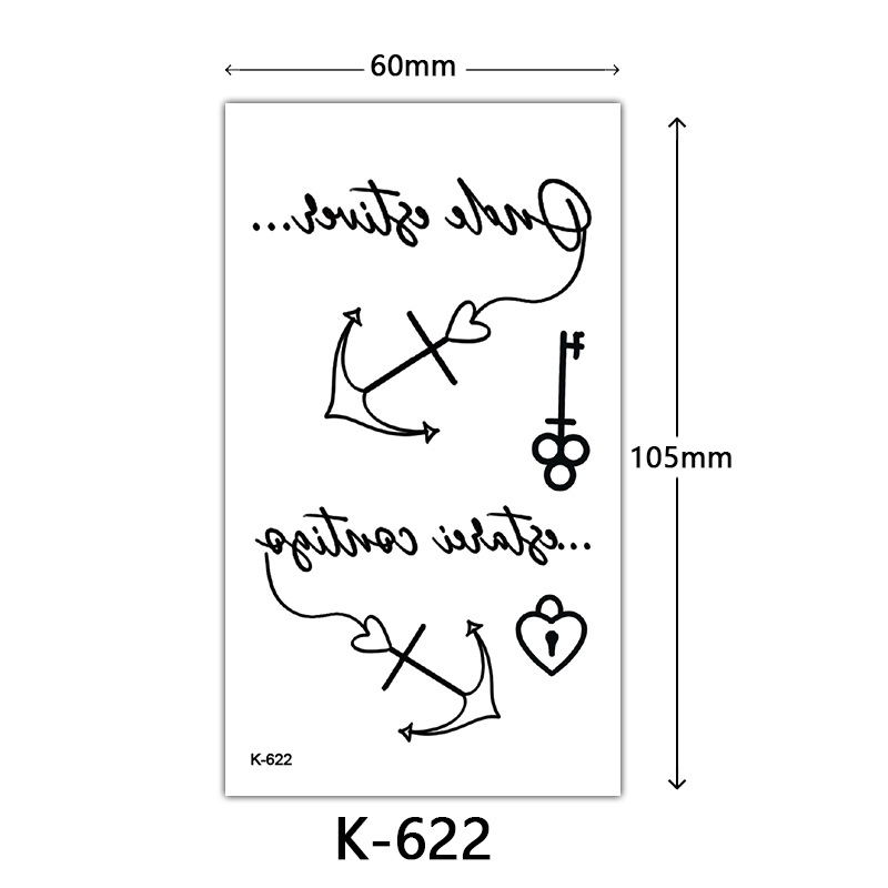 Pequeñas pegatinas de tatuaje frescas letras inglesas flores mariposas líneas de boceto pegatinas de tatuaje impermeables tatuaje