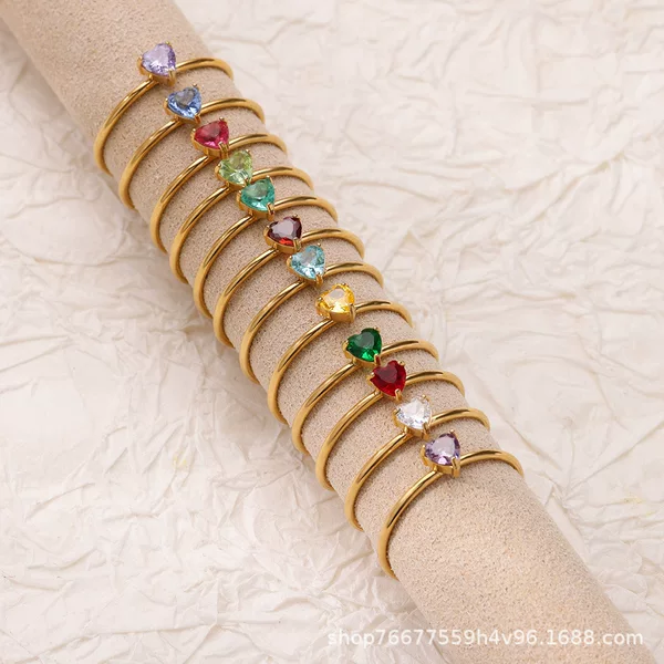 Europe and the United States cross-border zircon ring Europe and the United States style retro design simple opening stainless steel ring manufacturers wholesale