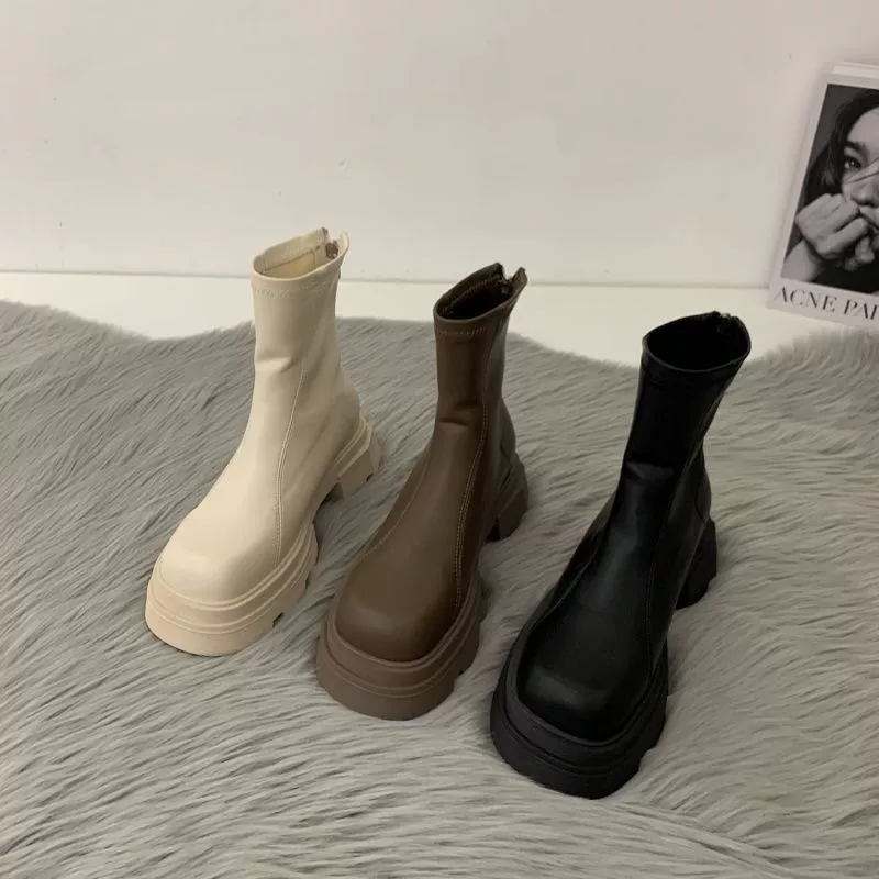 Martens, белые туфли на платформе, высокие низкие сапоги, стиль Chanel, корейский стиль