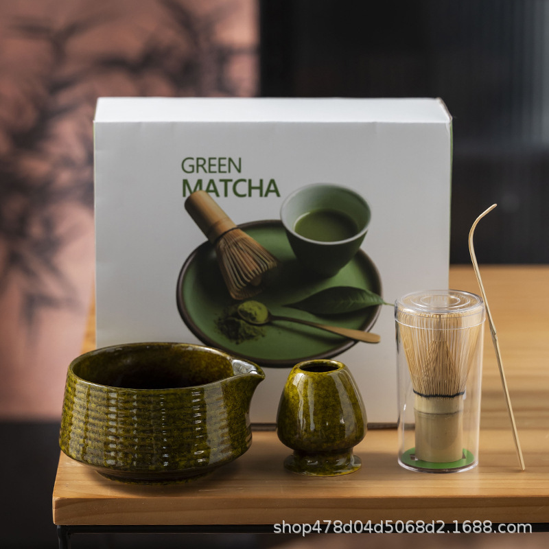陶磁抹茶茶碗日本式抹茶用セット茶竹抹茶ブラシ百本立宋代茶道ギフトボックス|undefined
