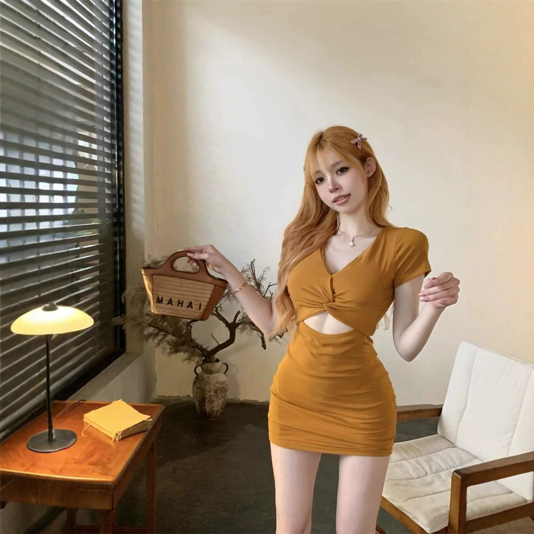 Внешняя торговля трансграничная сексуальная горячая девушка с полыми рукавами платье с короткими рукавами женское 2025 новое лето