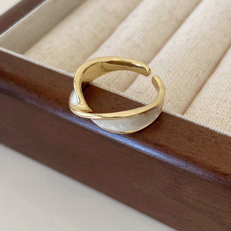 Anillo de circonita de perlas de viento ins, nicho femenino, sentido de alta gama, simple y ligero, anillo de novia de lujo, anillo de apertura de temperamento al por mayor