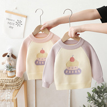 一件代发2025新款女童毛衣套头加绒小童秋冬装儿童针织衫宝宝内搭