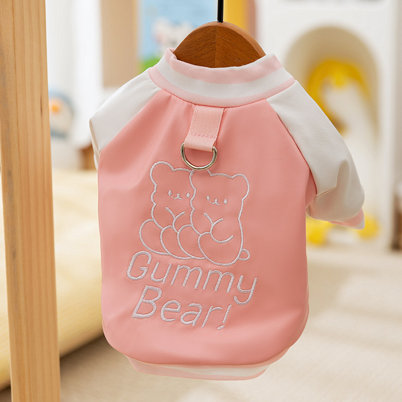 Otoño e invierno perro grueso y cálido ropa deportiva coreana uniforme de béisbol chaqueta acolchada de algodón de dos pies chaqueta de gato ropa para perros