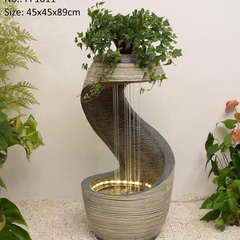 欧式轻奢流水喷泉现代客厅循环水景装饰品玄关落地加湿器摆件