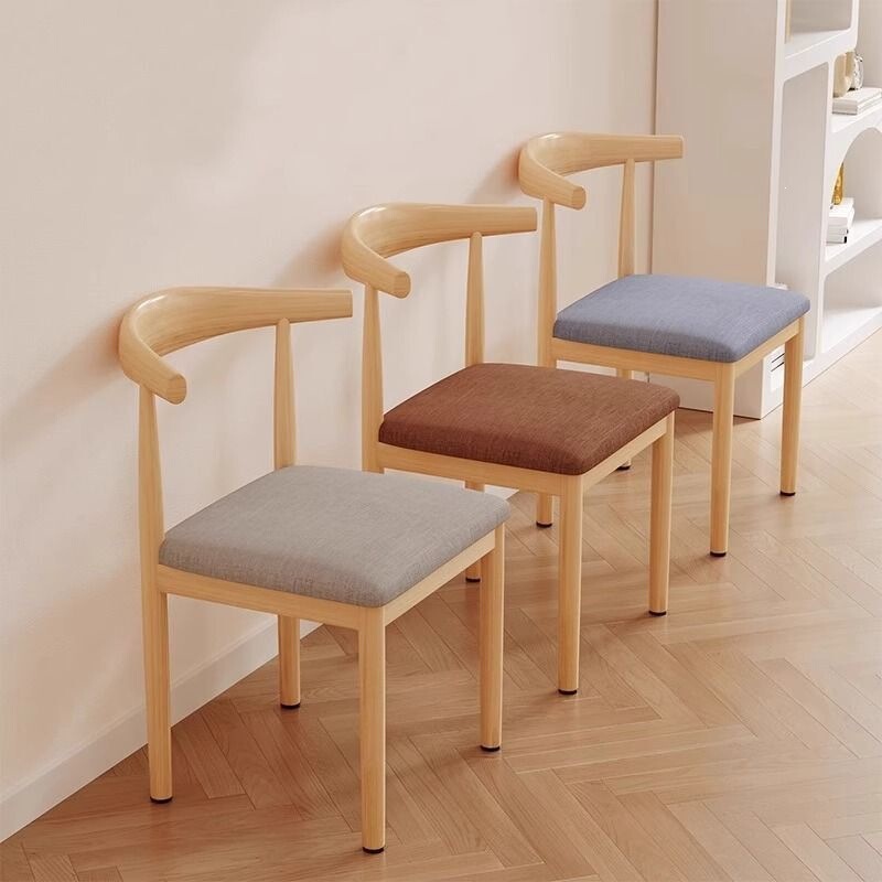 Dining chair for home use, leisure armchair, modern minimalist desk chair, bedroom and dining room table and chair, wrought iron integrated horn chair