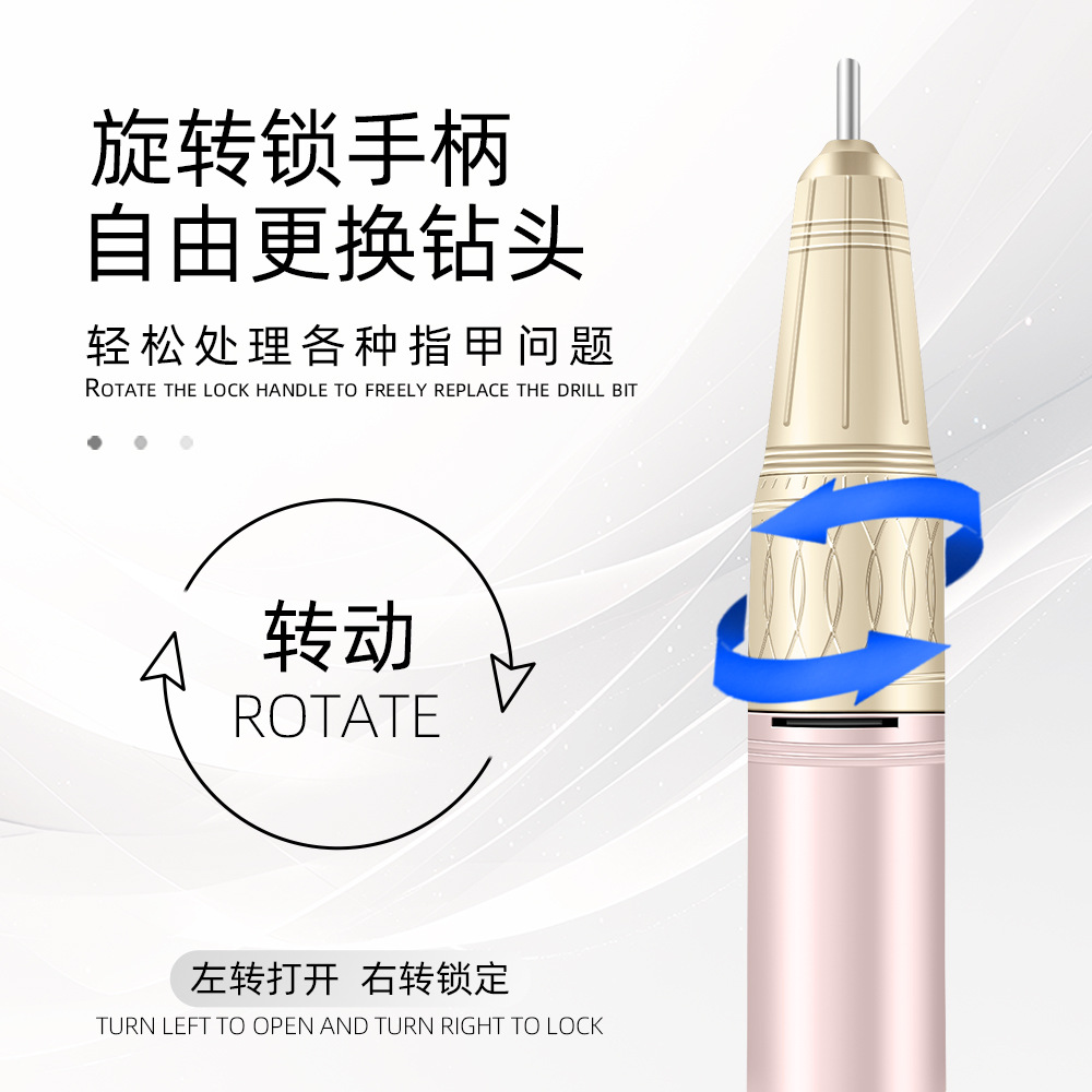 Nuevo amolador de uñas transfronterizo USB amolador de uñas portátil 35000 rotación conjunto de herramientas de descarga de uñas venta caliente transfronterizo