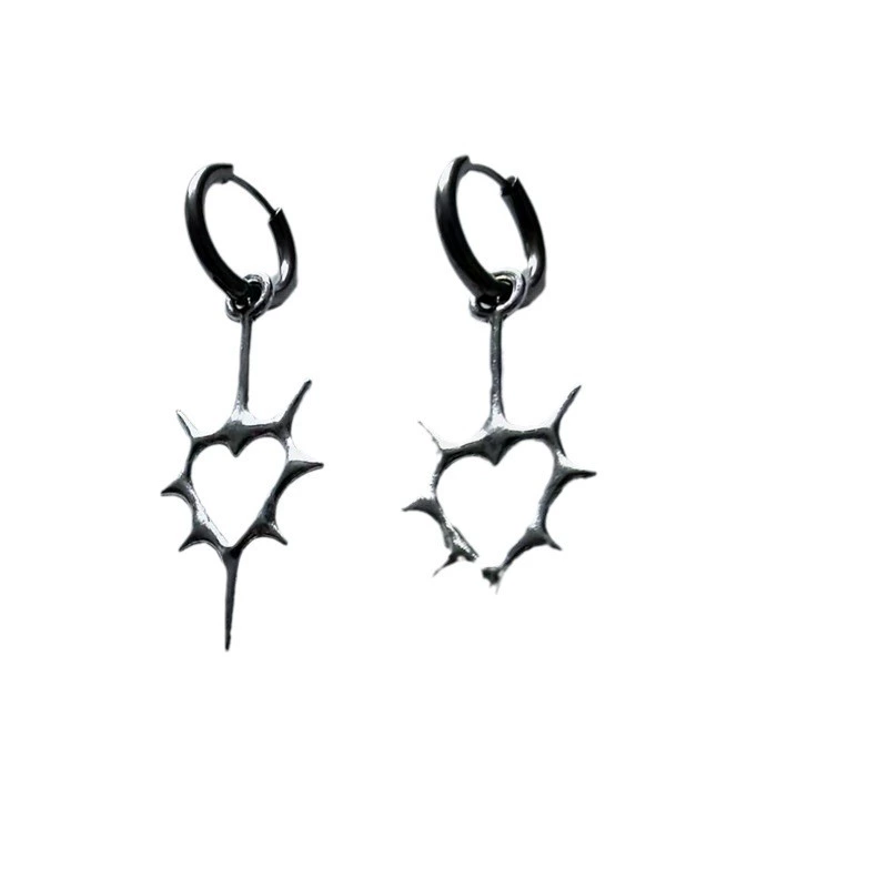 Earrings heart-shaped, internet celebrity, punk style