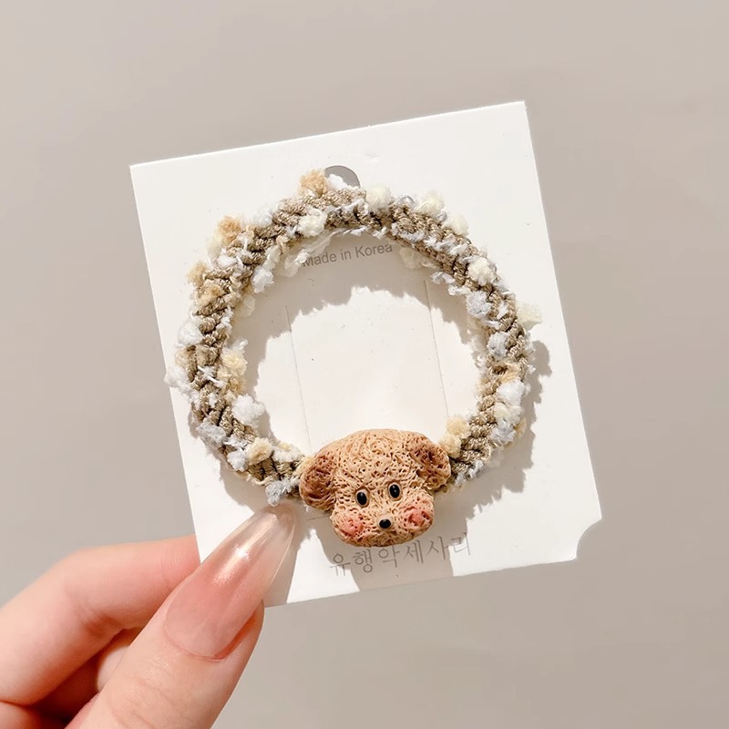 Cuerdas de cabeza de cola de caballo alta colorida banda de goma de dibujos animados para niños cuerdas de cabello de alta elasticidad duradera cubierta de cabello de cuero