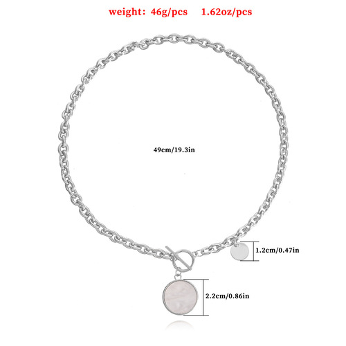 European and American Accessory Punk Lock Chain for Women, Unique Design Mother-of-Pearl Necklace Trendy Alloy Sweater Chain Necklace