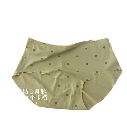 Gentle cream series ~ Bobo pearl milk tea printed ice silk seamless comfortable fit pure cotton crotch women's three underwear