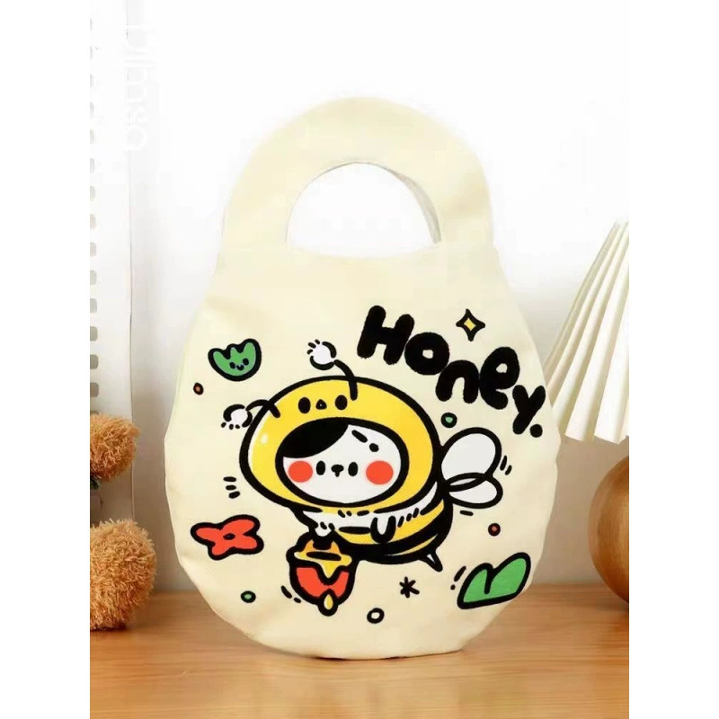 Ins Feng Little Bee Mom Handheld Egg D Cute Girl Snack Bag Большая вместительная студенческая холщовая сумка в корейском стиле DY