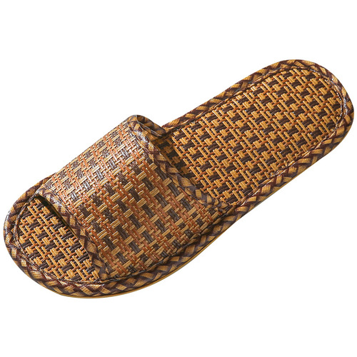 Home Woven Vine Slippers for Women Anti-Slip Indoor Couple Slippers One for Man and One for Woman Spring and Summer Bamboo Cool Slippers