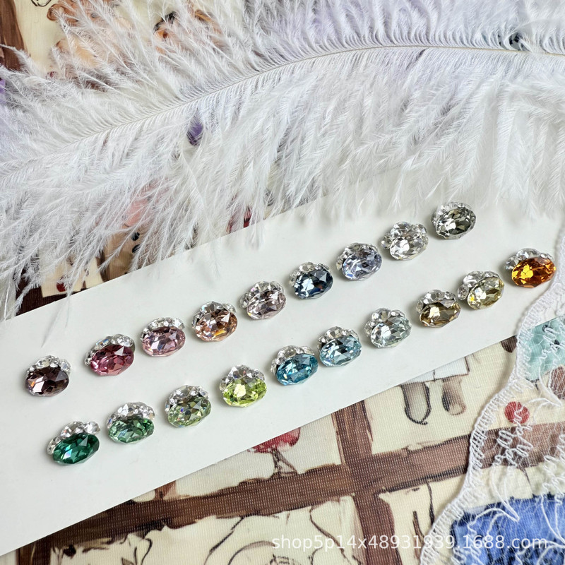 K9 Seamless Bottomless 6*8 Pigeon Egg Diamond Decoration Pile Diamond Transparent Brightening DIY Light Luxury Nail Art Diamond Ball