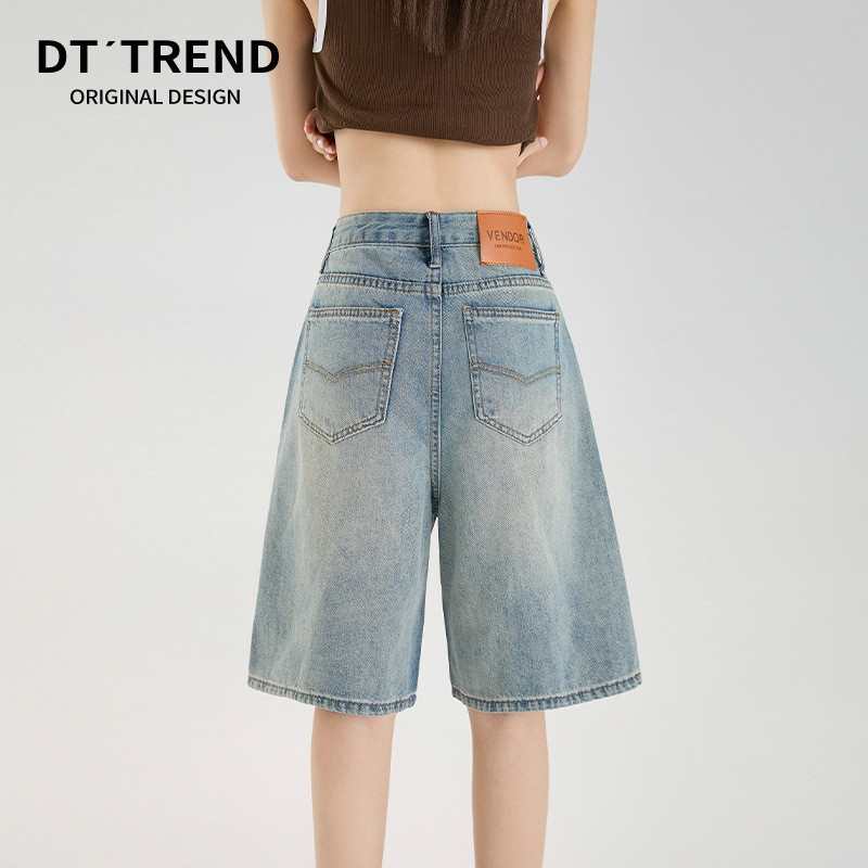 Vintage Wide-Leg Denim Shorts for Women, Summer Hot Item 2025, New High-Waisted Loose Fit for Petite Figures, Straight Mid-Length Shorts Vintage Wide-Leg Denim Shorts for Women, Summer Hot Item 2025, New High-Waisted Loose Fit for Petite Figures, Straight Mid-Length Shorts